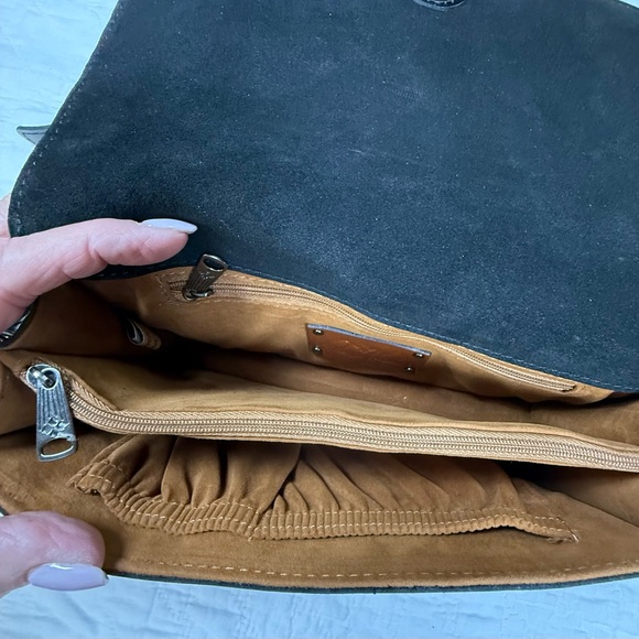 Patricia Nash Black Leather Fold-Over Crossbody - Picture 6 of 11